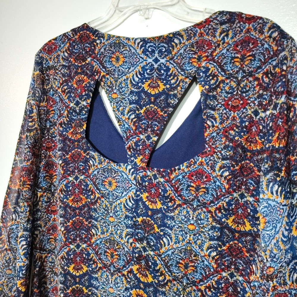 Luxology Women Size 12 Print Shift‎ Dress Baroque Tile Medallion 3/4 Sleeve - Picture 5 of 12